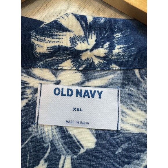 Old Navy Mens Short Sleeve Button Up Shirt Sze XXL Blue Floral Casual Summer NWT - Picture 3 of 15